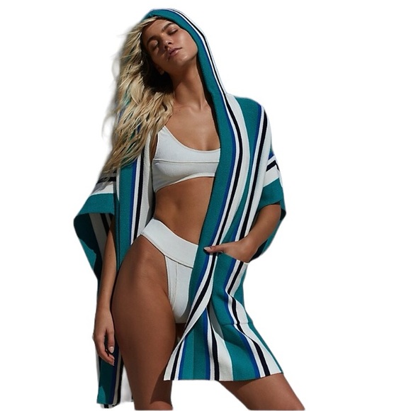 Free People Sweaters - Free People All I Need Striped Hooded Poncho | One Size